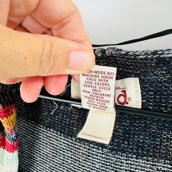 Mudd Womens M Southwest Boho Striped Open Front Hooded Cardigan Sweater Knit - Picture 4 of 9